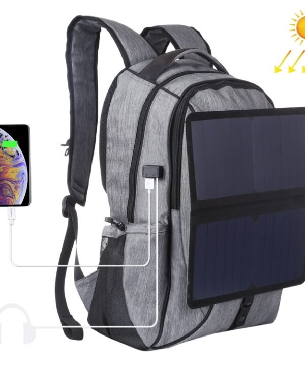 HAWEEL 14W Foldable Removable Solar Power Outdoor Portable Canvas Dual Shoulders Laptop Backpack, USB Output: 5V 2.1A Max