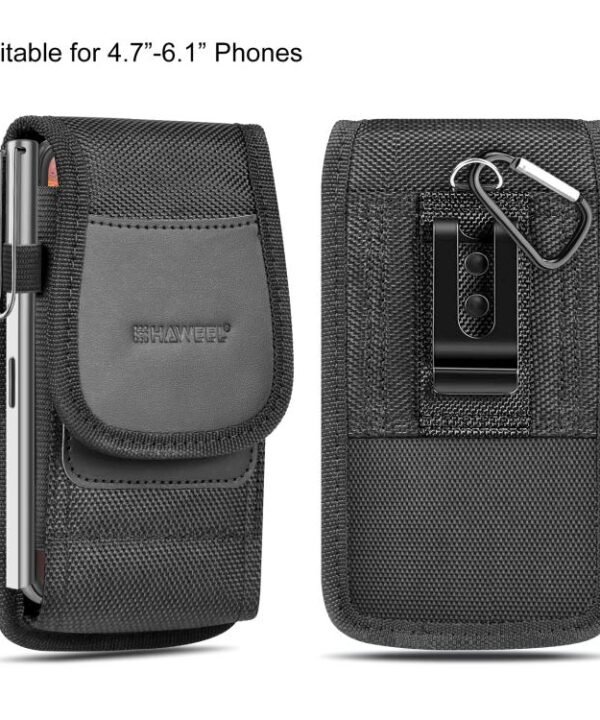 HAWEEL 4.7-6.1 inch Nylon Cloth Phone Belt Clip Carrying Pouch with Card Slot, Vertical 4.7-6.1 inch