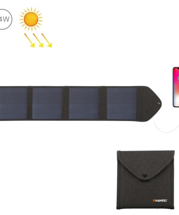 HAWEEL 14W 5V 2.4A Portable Foldable Solar Charger Outdoor Travel Rechargeable Folding Bag with 4 Solar Panels & USB Port, Size: S