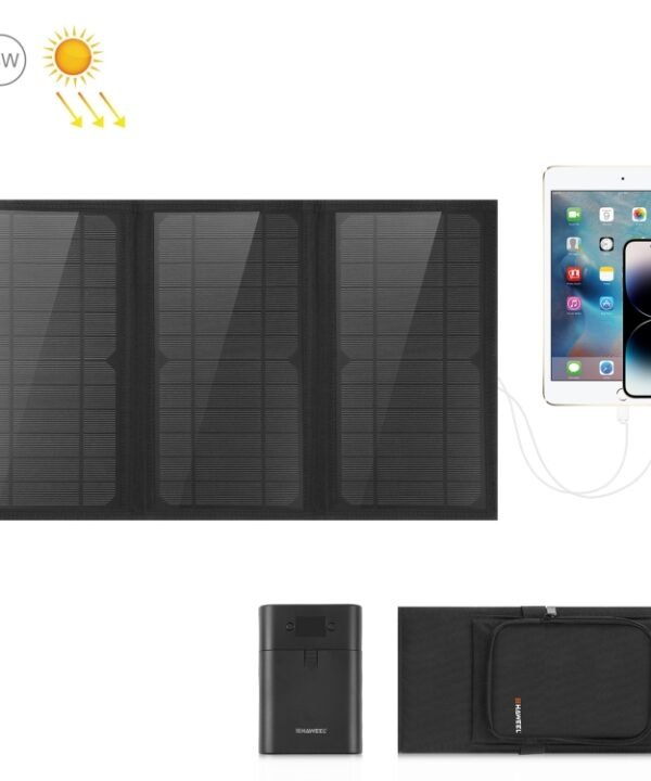 HAWEEL 18W 3 Panels Foldable Solar Panel Charger Bag with 5V / 3.1A Max Dual USB Ports, Support QC3.0 and AFC