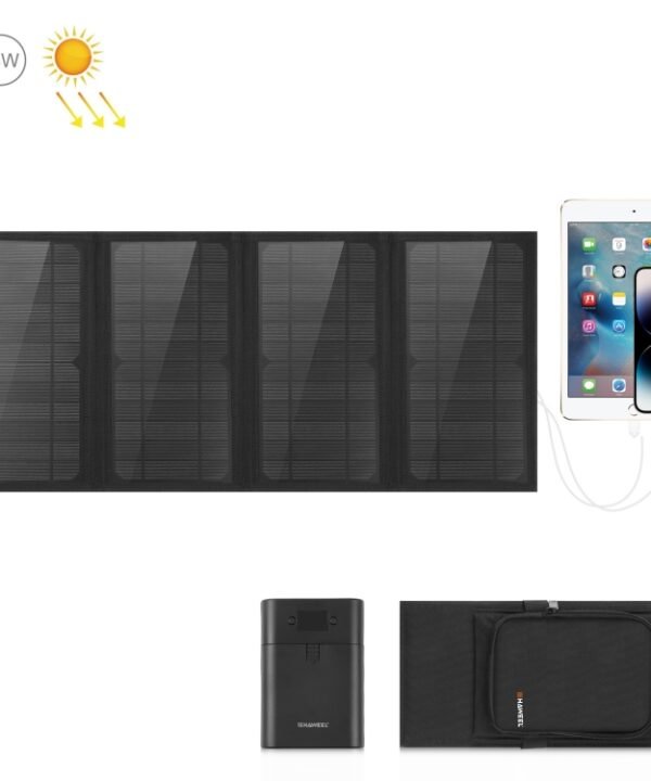 HAWEEL 24W 4 Panels Foldable Solar Panel Charger Bag with 5V / 3.1A Max Dual USB Ports, Support QC3.0 and AFC