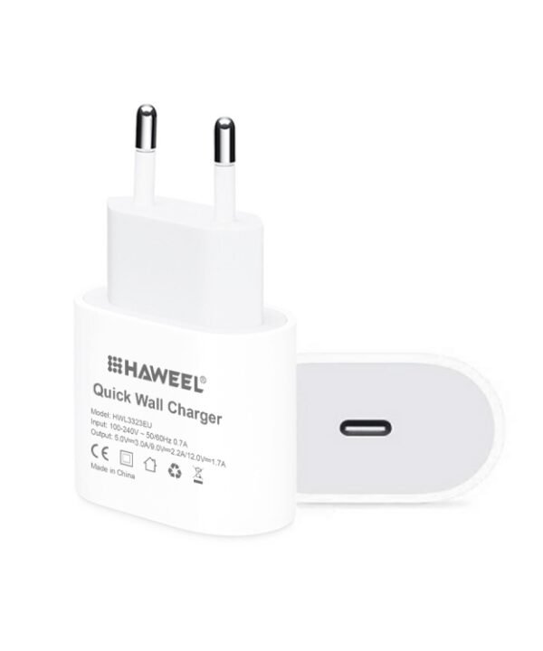 HAWEEL PD 20W Single USB-C / Type-C Interface QC Travel Charger, Support Full QC Protocol, EU Plug, QC Charger EU Plug