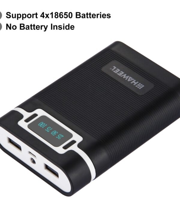 HAWEEL DIY 4 x 18650 Battery (Not Included) 10000mAh Power Bank Shell Box with 2 x USB Output & Display for iPhone, Galaxy, Sony, HTC, Google, Huawei, Xiaomi, Lenovo and other Smartphones, DIY 4 x 18650 10000mAh  Battery (US)...