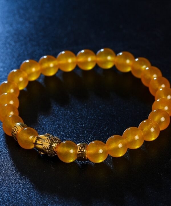 Natural Stone Buddha Head Bracelet, Yellow 61S58, Black 1, Black 2, Blue, Red, Brown