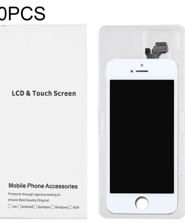 50 PCS Cardboard Packaging White Box for iPhone 5 LCD Screen