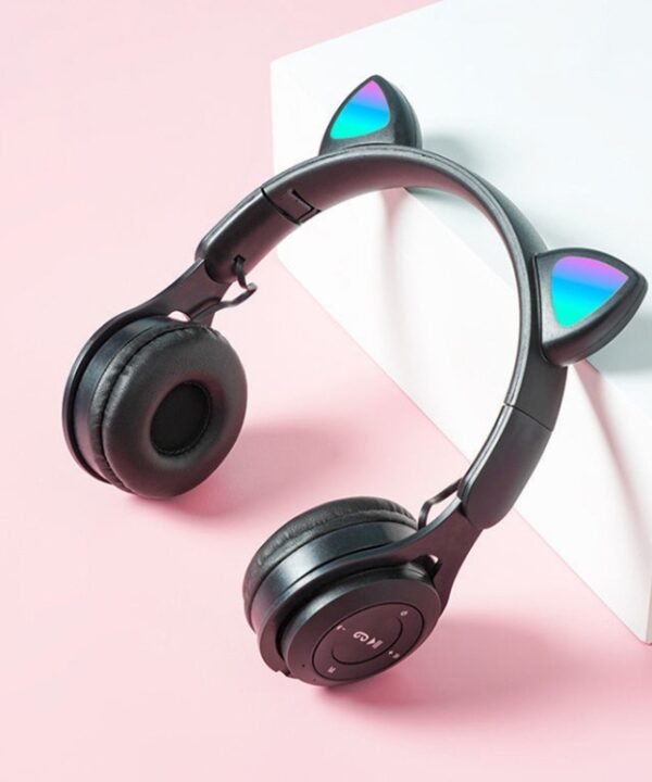 M6 Luminous Cat Ears Pure-color Foldable Bluetooth Headset with 3.5mm Jack & TF Card Slot, Pure-color Black, Pure-color Pink, Pure-color Blue, Pure-color White
