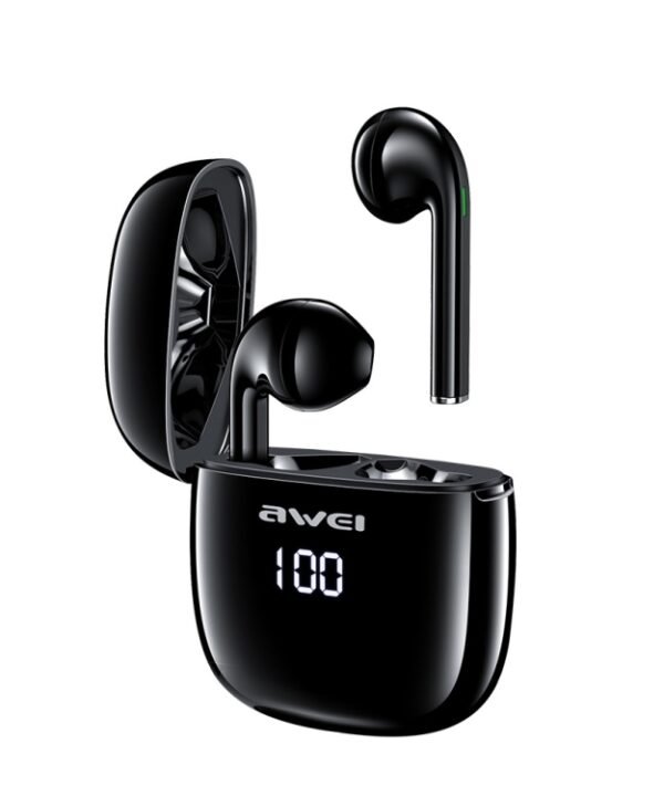 awei T28P Bluetooth V5.0 TWS Ture Wireless Sports LED Display Headset with Charging Case