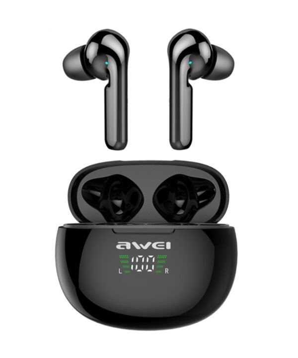 awei T15P Bluetooth V5.0 TWS Ture Wireless Sports LED Display Headset with Charging Case, T15P