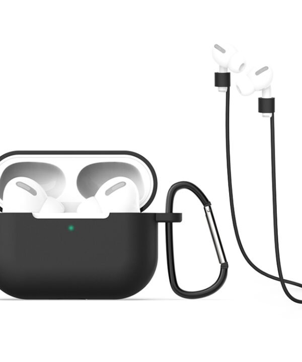 For AirPods Pro Silicone Earphone Protective Case + Hook + Anti-lost Rope 3 in 1 Set, For AirPods Pro