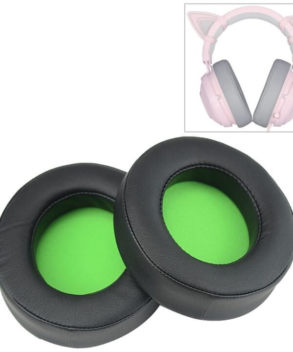 2 PCS For Razer Kraken 7.1 V2 Pro Headphone Cushion Sponge Green Net Cover Earmuffs Replacement Earpads