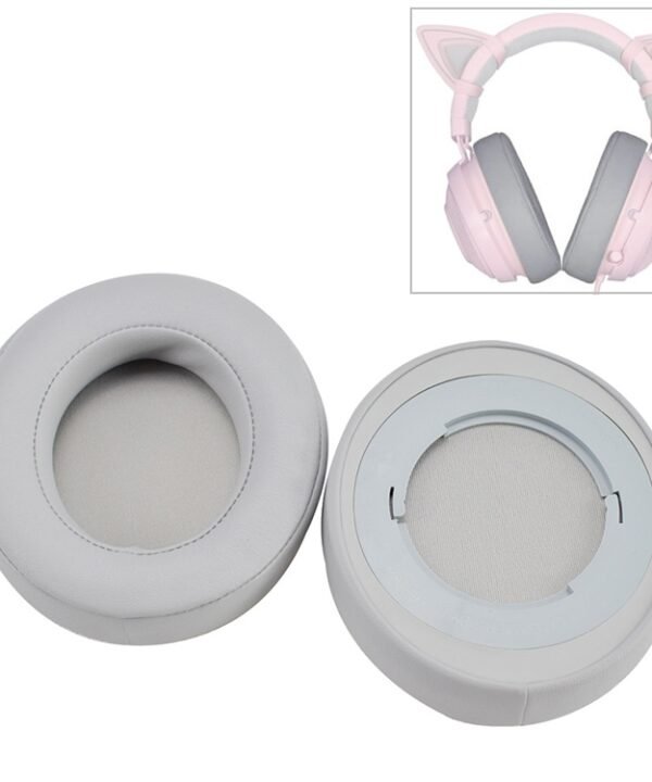 2 PCS For Razer Kraken 7.1 V2 Headphone Cushion Sponge Grey Net Cover Earmuffs Replacement Earpads