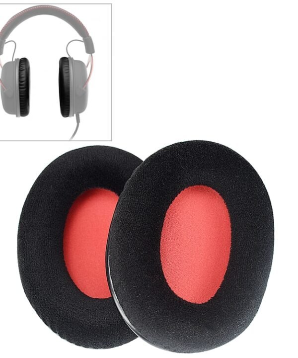 2 PCS For Kingston KHX-HSCP / HyperX Cloud II Headphone Cushion Flannel Red Net Sponge Cover Earmuffs Replacement Earpads