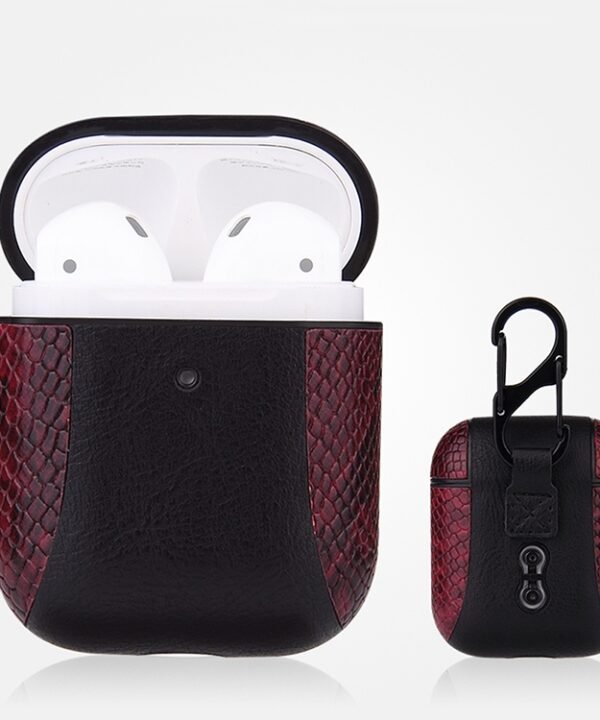 Colour-matching Flip-over Leather Earphones Shockproof Protective Case for Apple AirPods 1 / 2