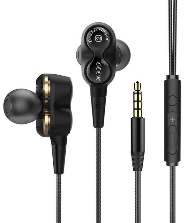D12 1.2m Wired In Ear 3.5mm Interface Stereo Wire-Controlled HIFI Earphones Dual-motion Loop Running Game Music Headset With Packaging, D12 With Packaging (Black), D12 With Packaging (White)