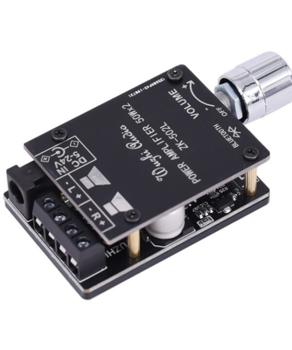 ZK-502L Bluetooth 5.0 12/24V Wireless Stereo Audio Digital Power Amplifier Board 50Wx2 Bluetooth Amp Amplificador, with Shell