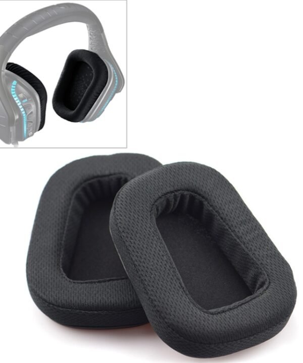 2 PCS For Logitech G633 G933 Earphone Cushion Cover Earmuffs Replacement Earpads with Mesh (Leather), Mesh Black, Leather Black