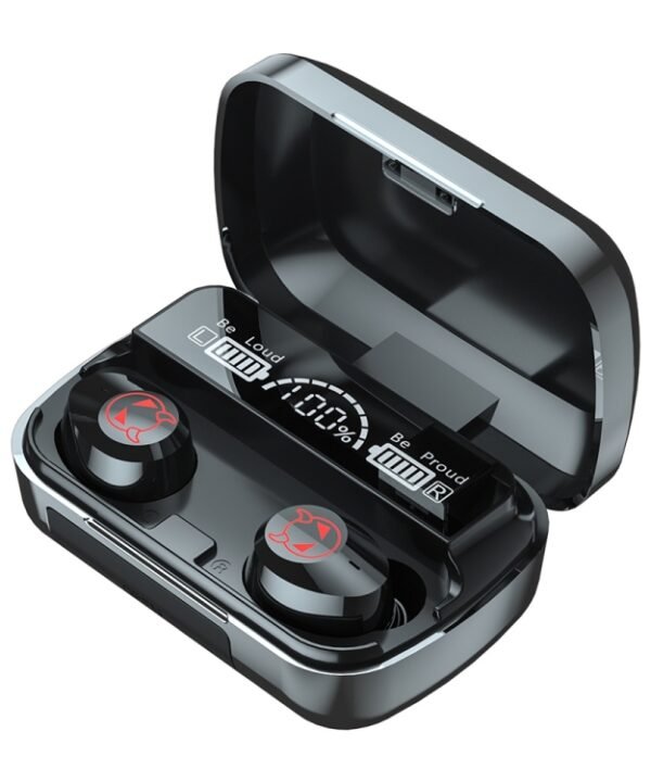 M23 Little Devil Pattern Intelligent Noise Reduction Touch Bluetooth Earphone with Three-screen Battery Display & Mirror Charging Box, Support HD Call & Siri