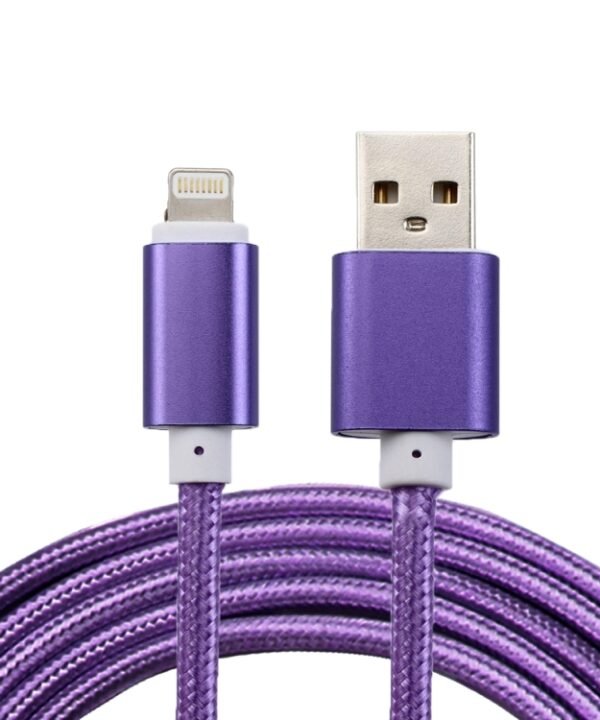 2m Woven Style Metal Head 84 Cores 8 Pin to USB 2.0 Data / Charger Cable