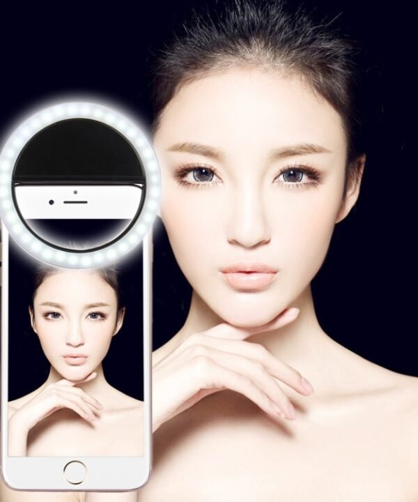 Charging Selfie Beauty Light For iPhone, Galaxy, Huawei, Xiaomi, LG, HTC and Other Smart Phones with Adjustable Clip & USB Cable