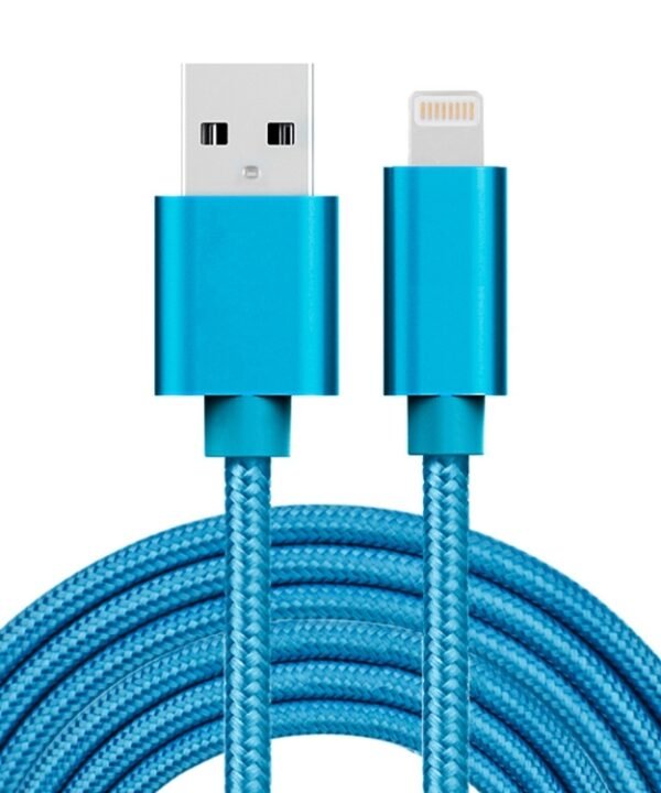 3m 3A Woven Style Metal Head 8 Pin to USB Data / Charger Cable, 3m 8 Pin