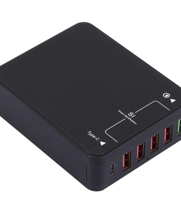 Q8118 1 Quick Charge 3.0 + 4 Smart Identification USB + 1 USB-C / Type-C 3.1 Desktop USB Charger