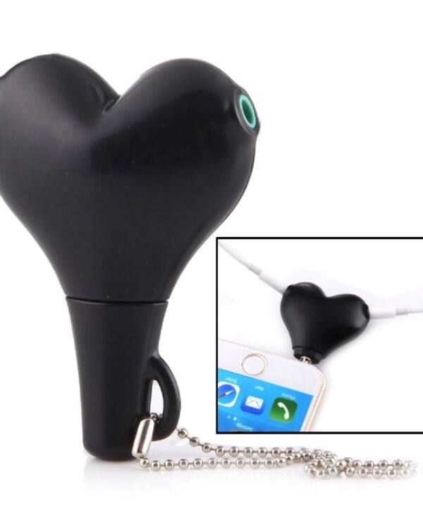 1 Male to 2 Females 3.5mm Jack Plug Multi-function Heart Shaped Earphone Audio Video Splitter Adapter with Key Chain for iPhone, iPad, iPod, Samsung, Xiaomi, HTC and Other 3.5 mm Audio Interface Electronic Digital Products