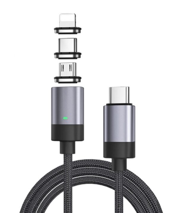 3 in 1 Fast Charging Magnetic Data Cable, Style: 1m Cable + 3 Magnetic Head
