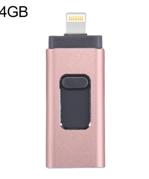 easyflash RQW-01B 3 in 1 USB 2.0 & 8 Pin & Micro USB 64GB Flash Drive(Rose Gold)