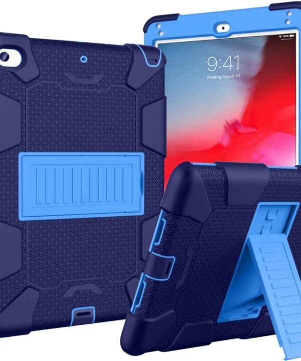 Shockproof Two-color Silicone Protection Shell for iPad Mini 2019 & 4, with Holder (Rose Red+Blue), IPRO0183A, IPRO0183B, IPRO0183C, IPRO0183D, IPRO0183E, IPRO0183F, IPRO0183G, IPRO0183H, IPRO0183I, IPRO0183J, IPRO0183K