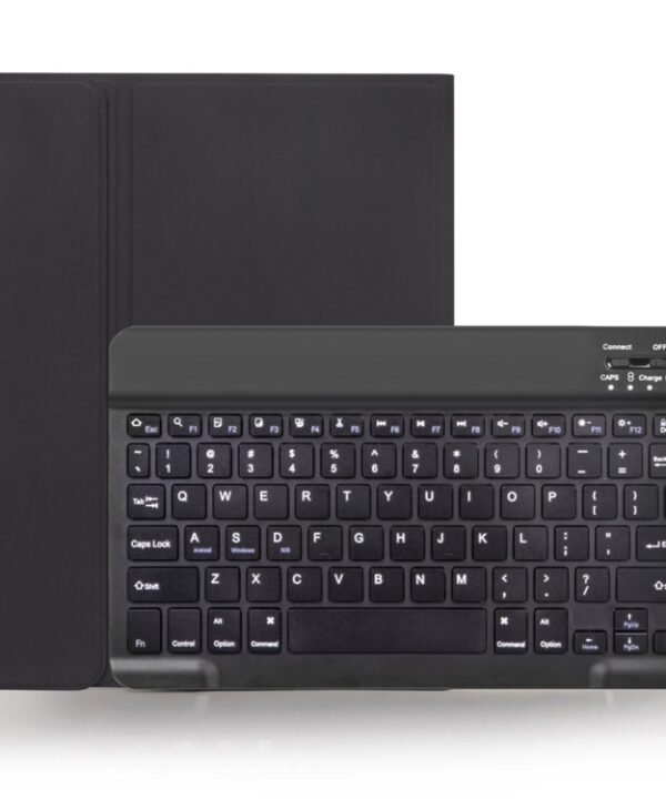X-11B Skin Plain Texture Detachable Bluetooth Keyboard Tablet Case for iPad Pro 11 inch 2020 / 2018, with Pen Slot, Black Keyboard