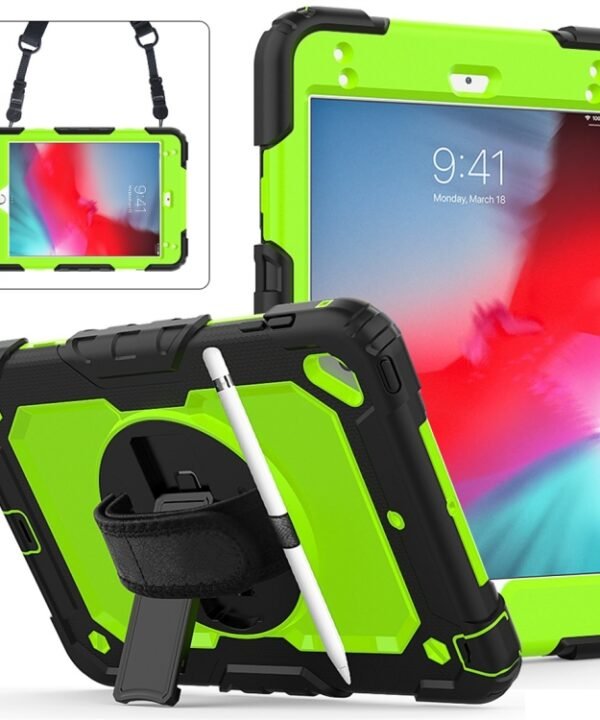 Shockproof Black Silica Gel + Colorful PC Protective Case for iPad Mini 2019 / Mini 4, with Holder & Shoulder Strap & Hand Strap & Pen Slot, iPad Mini 2019 / Mini 4