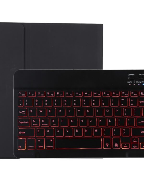 TG11BS Detachable Bluetooth Black Keyboard + Microfiber Leather Tablet Case for iPad Pro 11 inch (2020), with Backlight & Pen Slot & Holder, Black Keyboard