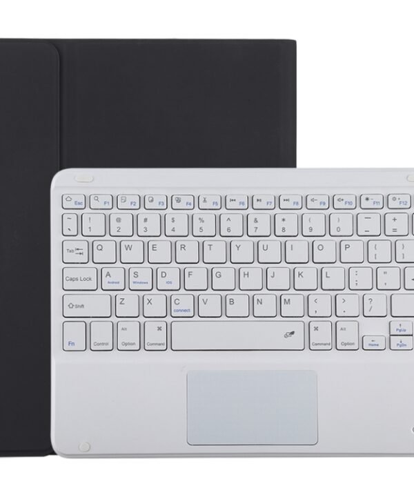 TG-102BC Detachable Bluetooth White Keyboard + Microfiber Leather Tablet Case for iPad 10.2 inch / iPad Air (2019), with Touch Pad & Pen Slot & Holder, White Keyboard