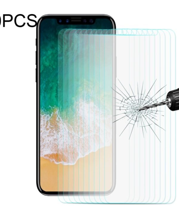 For iPhone X 10pcs ENKAY 0.26mm 9H Hardness 2.5D Curved Tempered Glass Screen Film