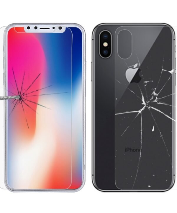 For iPhone X 9H Surface Hardness 2.5D Transparent Tempered Glass Front + Back Screen Protector