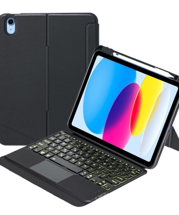 T10-AS For iPad 11 2025 / 10th Gen 10.9 2022 Touch Backlight Split Type Bluetooth Keyboard Leather Case