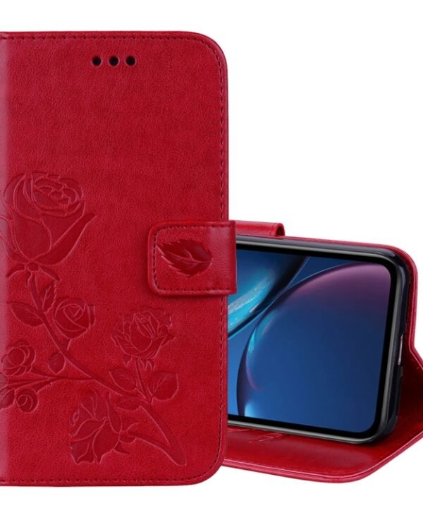 For iPhone XR Rose Embossed Horizontal Flip PU Leather Case,  with Holder & Card Slots & Wallet, For XR