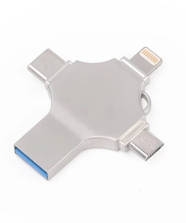 Cross 4 in 1 128GB 8 Pin + Micro USB + USB-C / Type-C + USB 3.0 Metal Flash Disk, 128GB