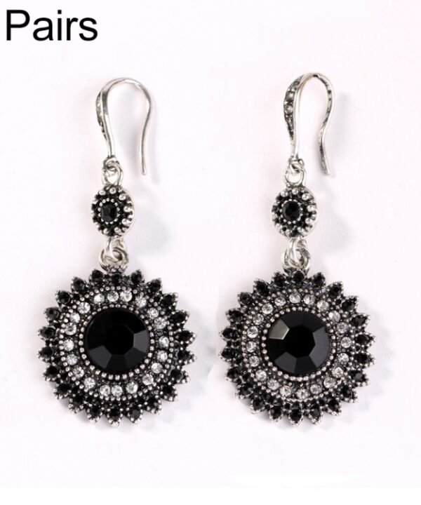 2 Pairs Ethnic Sun Flower Style Rhinestone Earrings Long Earbobs, JEW2030JL, JEW2030JR, JEW2030SB, JEW2030SD, JEW2030SL, JEW2030SR