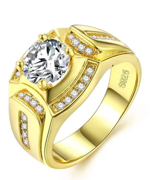 Fashion Businessman 18K White Gold Plated + AAA Zircon Men Diamond Ring, Size: 12, Diameter: 21.4mm, Perimeter: 67.2mm