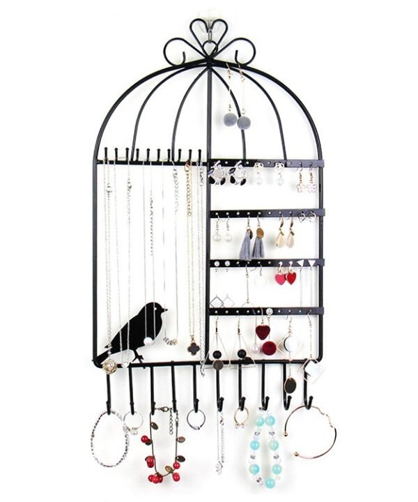 Birdcage Shape Ear Stud Earrings Bracelet Pendant Necklace Jewelry Display Storage Rack