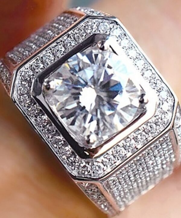 Fashion Full Rhinestone Micro-insert Silver Ring, US Size: 8, Diameter: 17.4mm, Perimeter: 55mm
