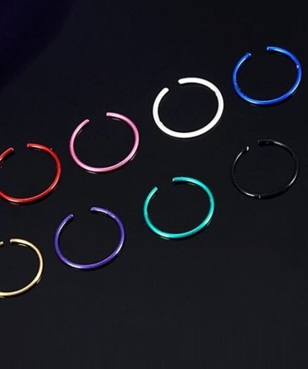 40 PCS Color Mixed titanium steel Fashion Nose Circle Rings, 0.35 US Size, Inner Diameter: 9 mm, Perimeter: 28 mm(Colour)