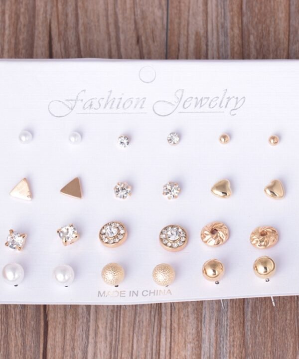 12 Pair Sets Assorted Multiple Stud Earings Jewelry Set With Card For Women And Girls(Silver), Gold, Silver