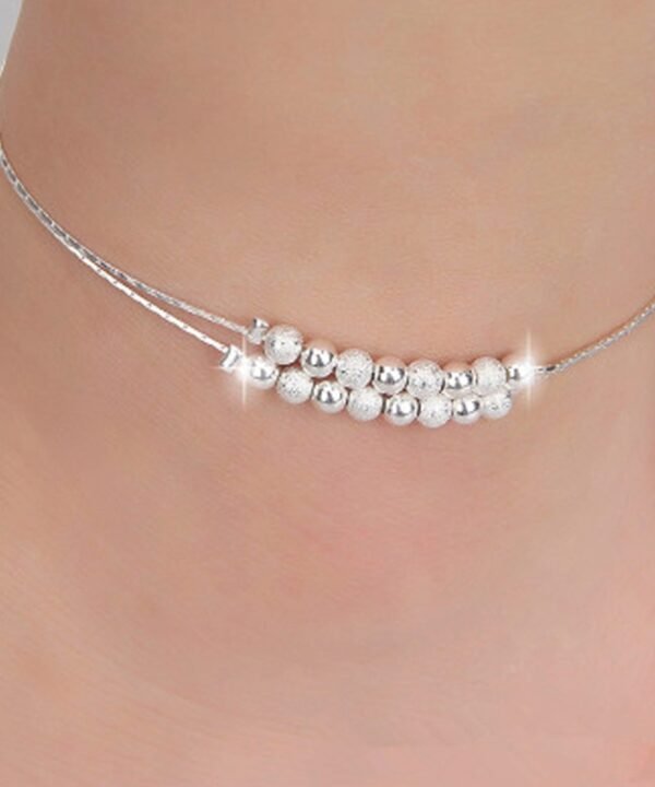 Simple Fashion Frosted Bead Personality Silver Plated Anklet(Silver)