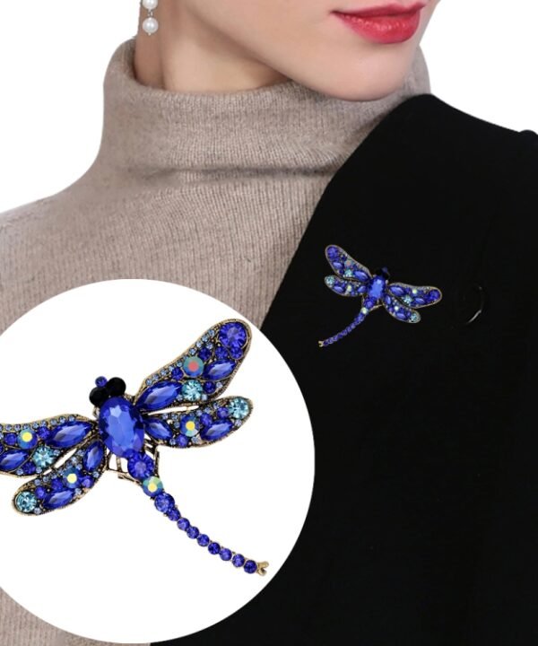 Vintage Classical Dragonfly Pattern Rhinestone Brooch, Red, Rose Red, White, Peacock Blue, Blue
