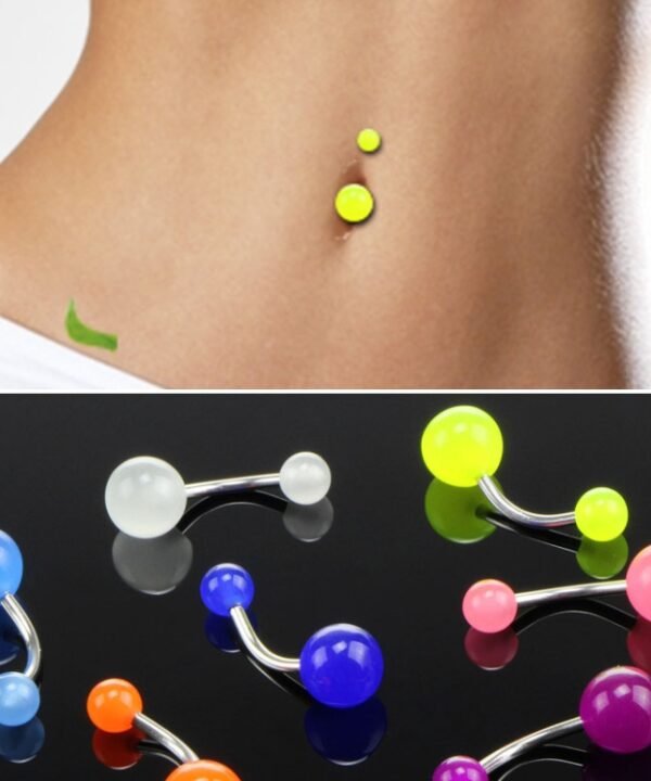 7pcs Night Fluorescent Acrylic Belly Button Ring Random Color Delivery