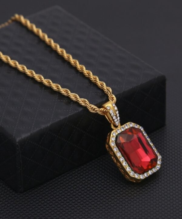 Hip Hop Mini Rhinestone Colorful Pendant Twist Gold Chain Necklace for Men, JEWE0309AA, JEWE0309AB, JEWE0309AC, JEWE0309AD