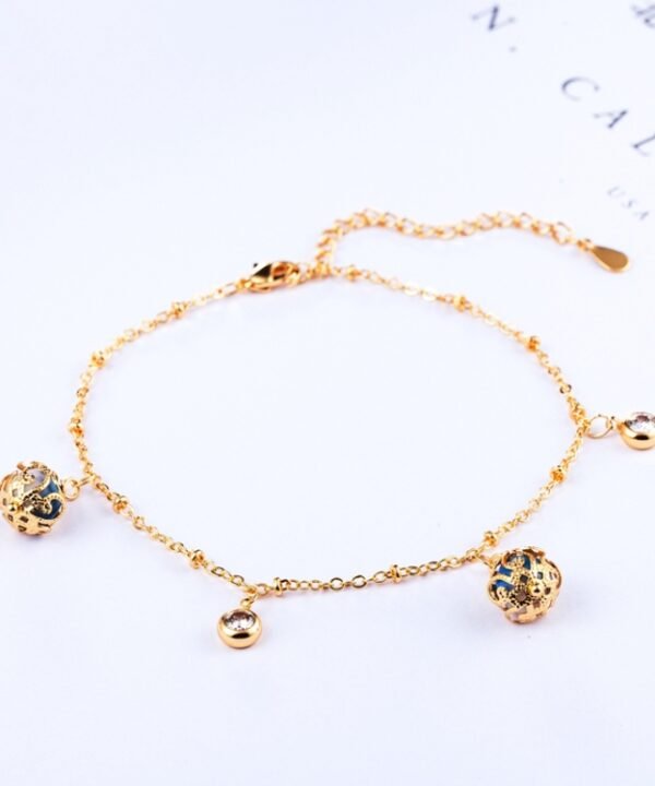 Fashion Lady Beaded Zircon Adjustable All-match Bracelet Bride Wedding Gold-plated Bracelet(Gold)