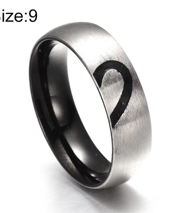 Fashion Rhinestone Love Heart Splice Couples Ring Fine Titanium Steel Ring for Men and Women(Silver without Diamond, US Size: 9)